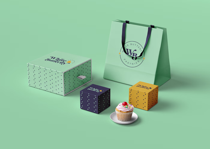 White Butterfly Pastries Branding