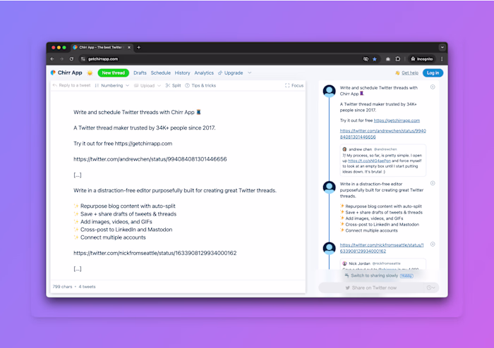 Chirr App - Twitter Thread Scheduling Platform
