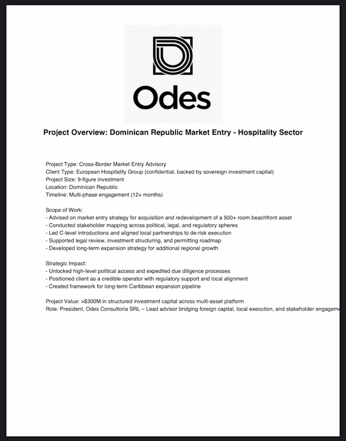 Strategic Advisor to $300M Caribbean Resort Investment