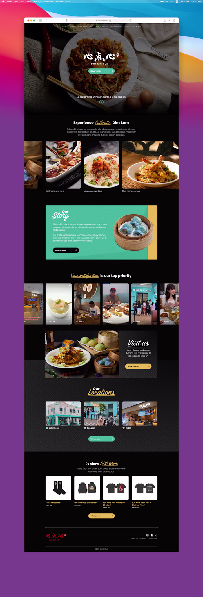 Concept home page design for a Dim Sum restaurant