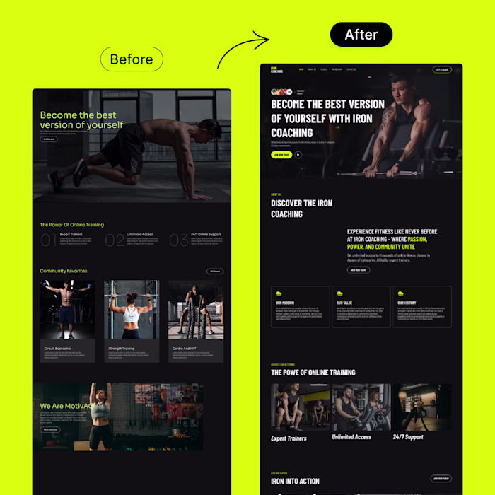 Iron Coaching Fitness Landing Page | Redesign