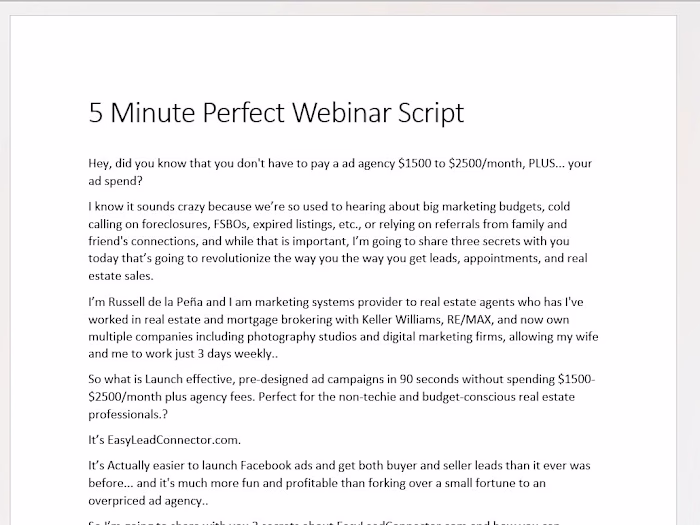 5-Minute Perfect Webinar Script VSL