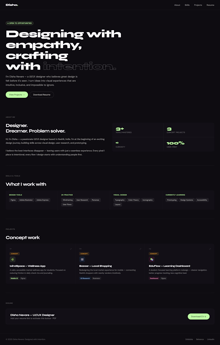 I designed this personal portfolio