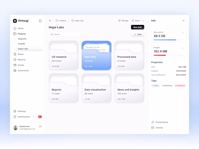 Research & Data Storage Dashboard