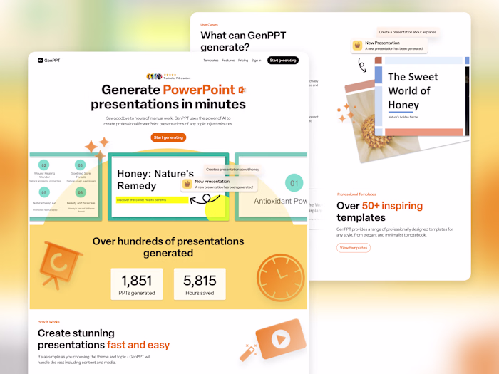 GenPPT - Landing Page Design for AI Generation Platform