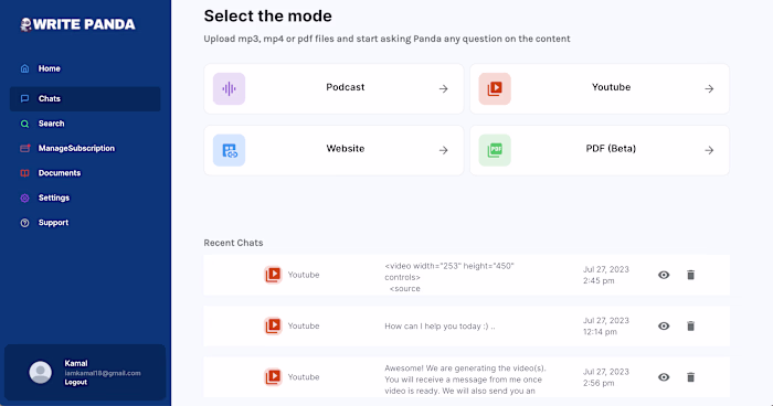 An AI app for Podcasters/ Youtubers to repurpose their content