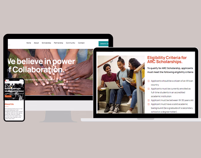 Student community and scholarships website designed.