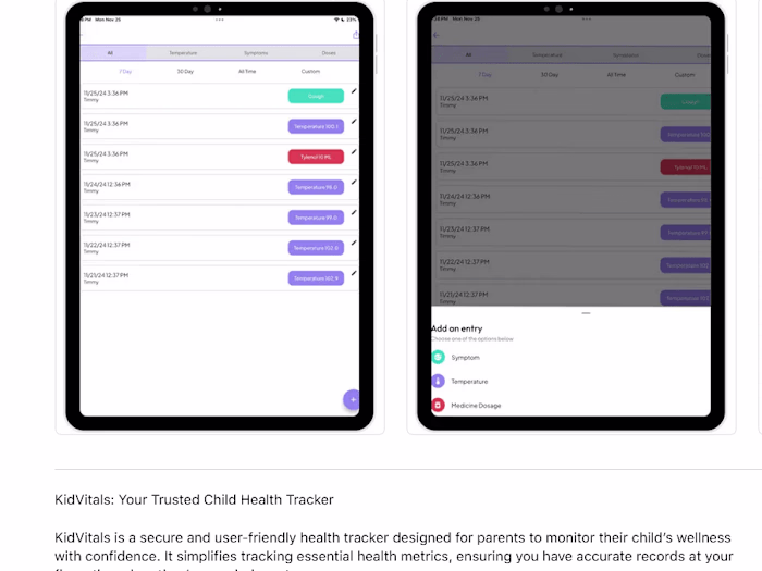 KidVitals Child Health Tracker Development