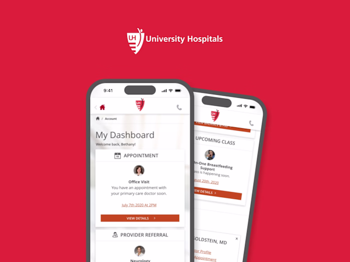 University Hospitals Account Dashboard