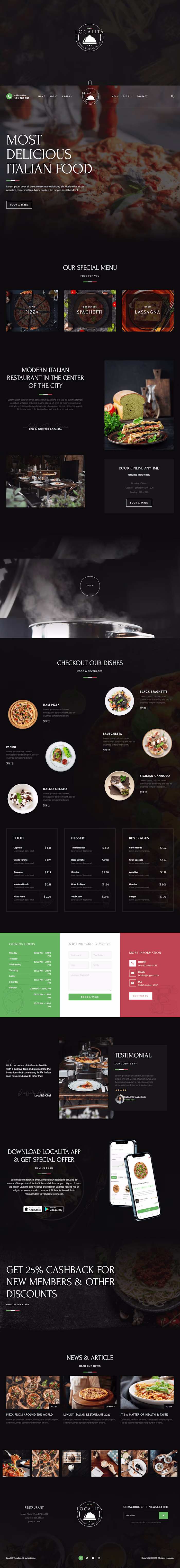 The Italian Restaurant Website Project