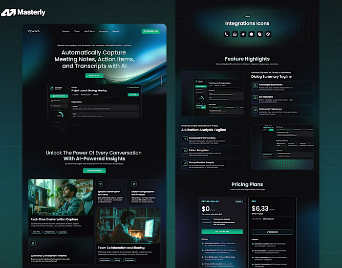 Responsive UI/UX Website Design for AI Note-taker