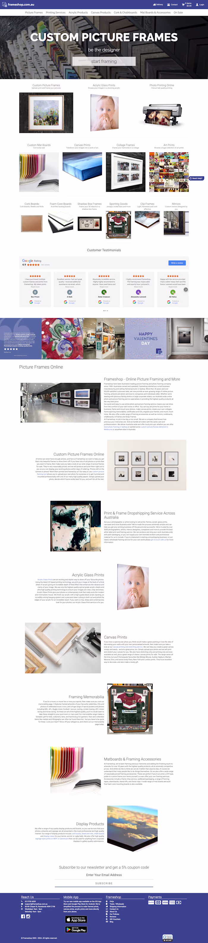 FrameShop | Website, App, Backend, API  Development