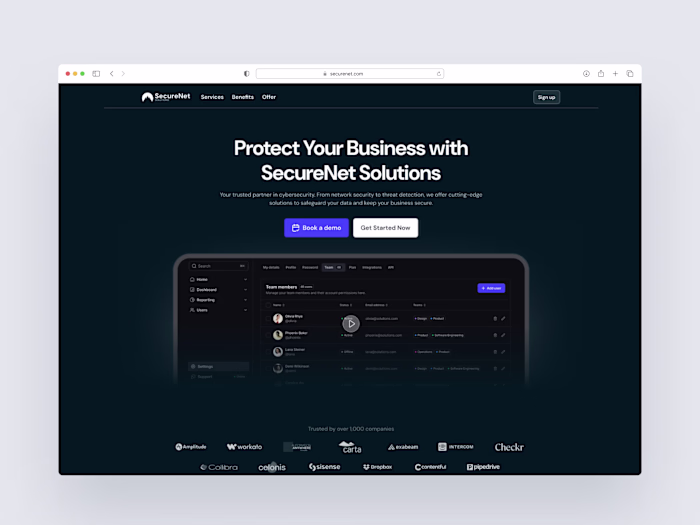 Landing Page for a Security Business