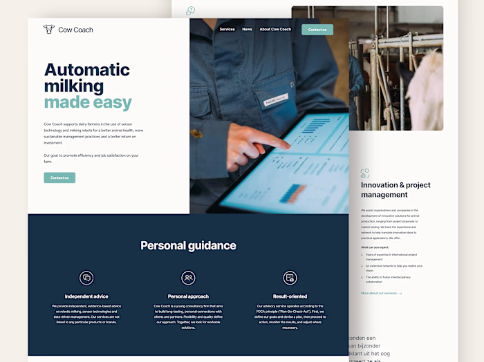 Cow Coach: Website design and Webflow Development
