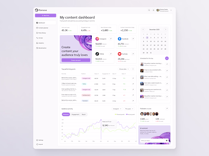 Social Media Analytics UX Design | Web Design | SaaS | Figma
