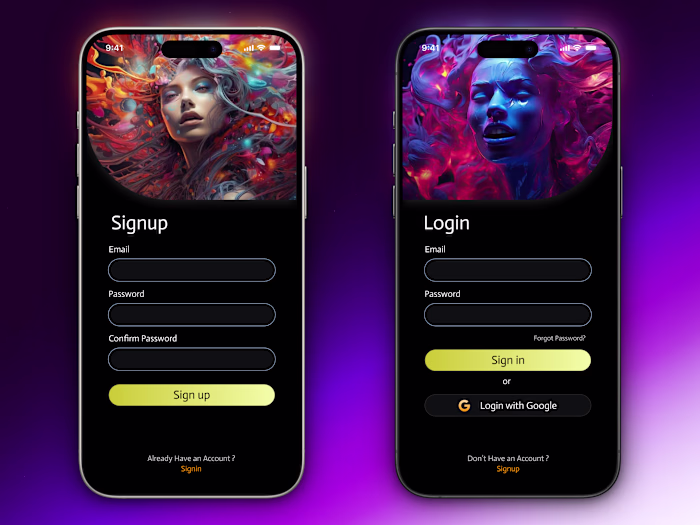 Login & Signup UI — Minimal Mobile Screens