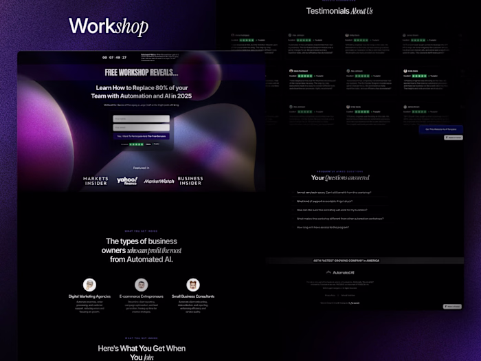 Workshop, Newsletter & Course Landing Page for Automated AI