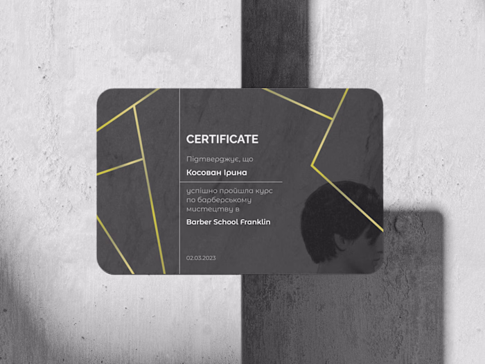 Certificate for Barber School