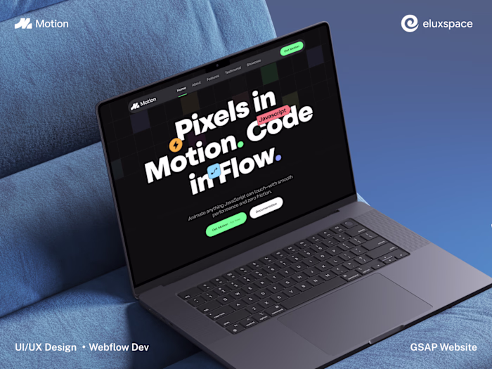 Interactive Animation Library Landing Page (Webflow × Lottie)