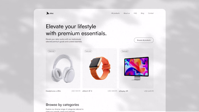 Etec - E-commerce Framer Website