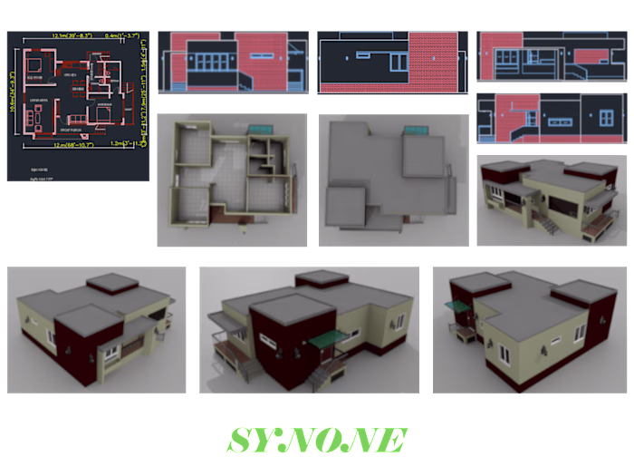 Model and render 3d House