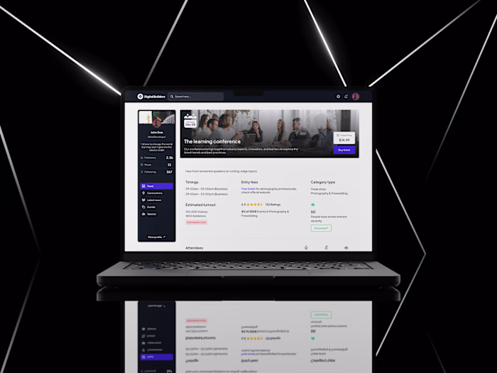 Social community platform: Event page screen