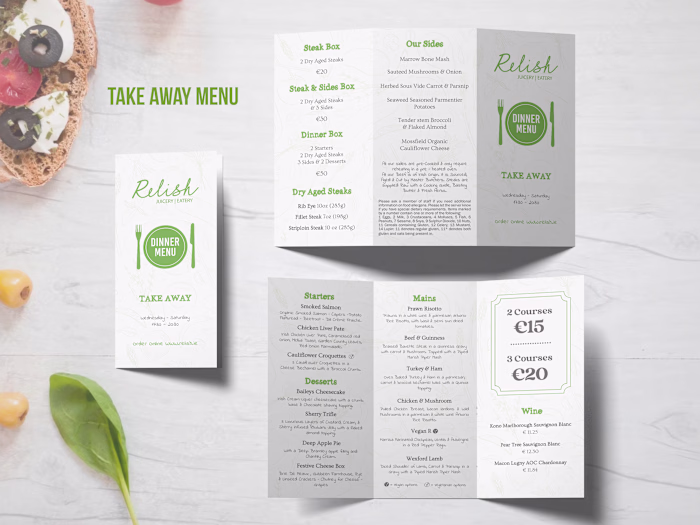 Relish Menu Design | Promotional Materials