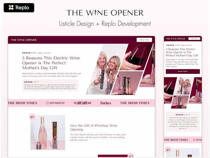 The Wine Opener | Listicle Design + Replo Development