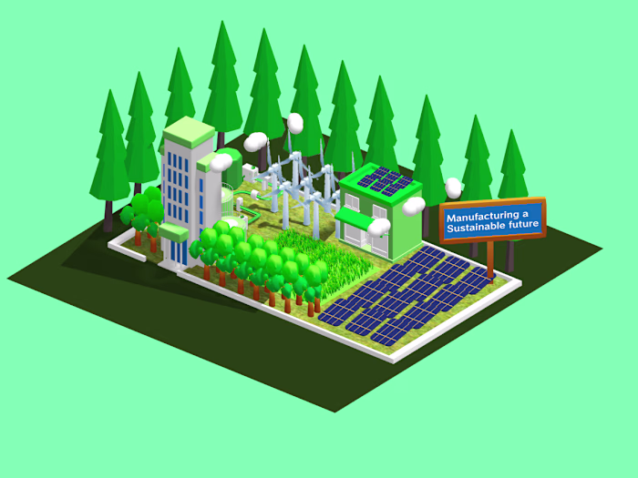A green city model crafted using Spline.