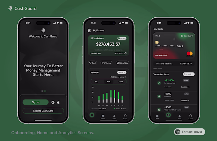 CashGuard Personal Finance App Design.