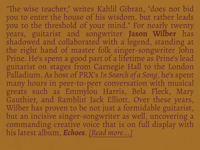 Artist Bio: Jason WIlber - Echoes (2016)