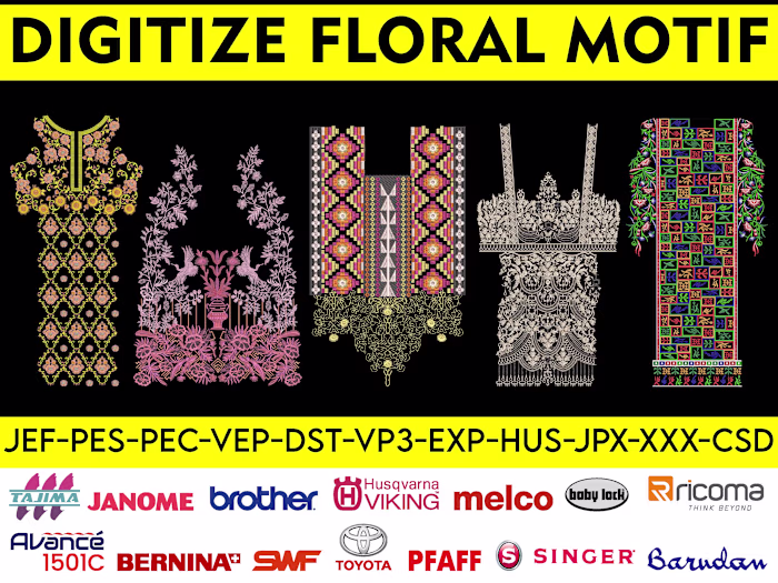 Embroidery Design Digitisation for men's and women's Apparel