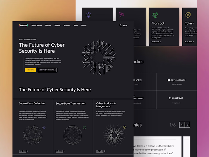 Cybersecurity Website Design & Landing page for Tokenex