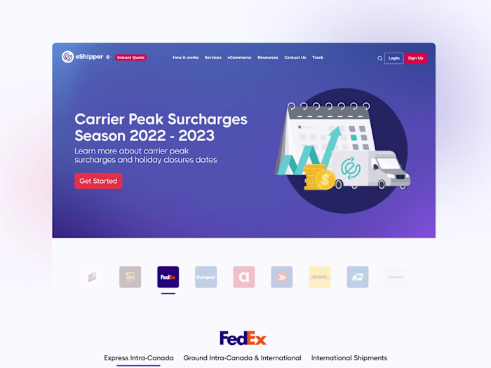 eShipper Carrier Peak Surcharges