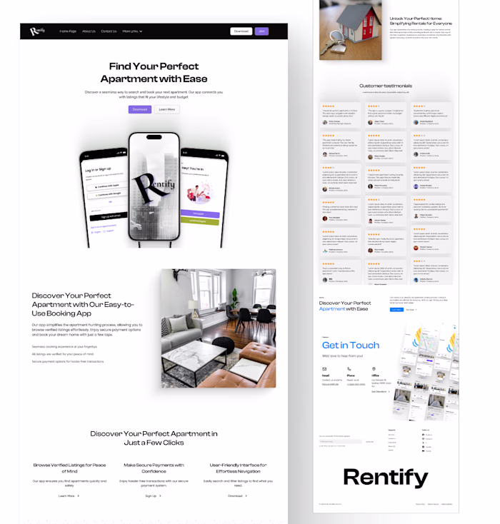 Landing Page for a mobile app(Rentify)