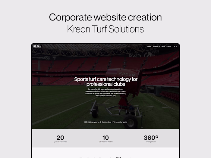 Corporate Website creation - Kreon Turf Solutions