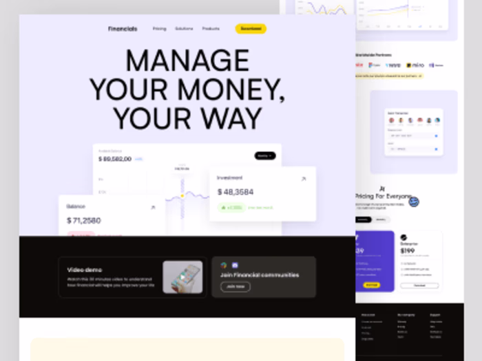 Financials website development in Framer