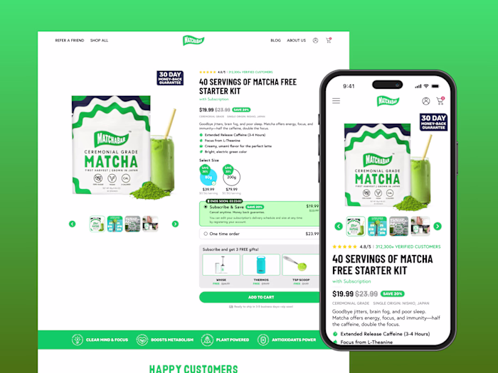 Matchabar Starter Kit Landing Page