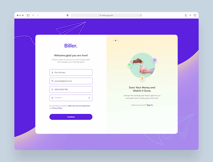 UI/UX Design for Biller's Financial Management App