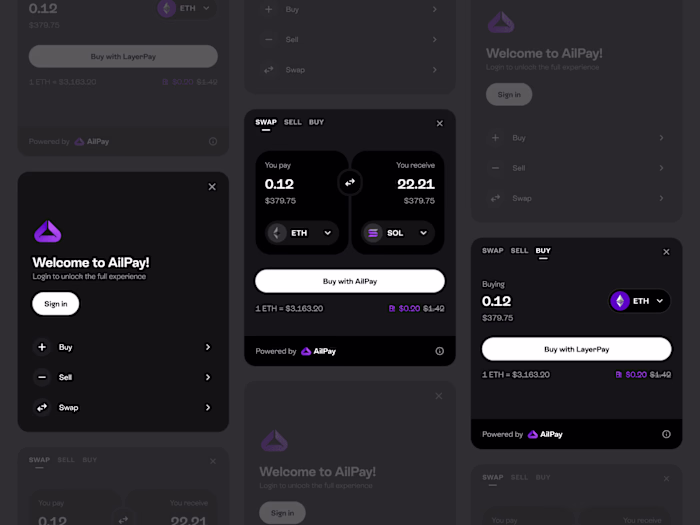 Crypto Swap/Buy/Sell Widget