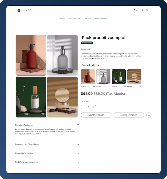Luxeol: Skincare Web design 