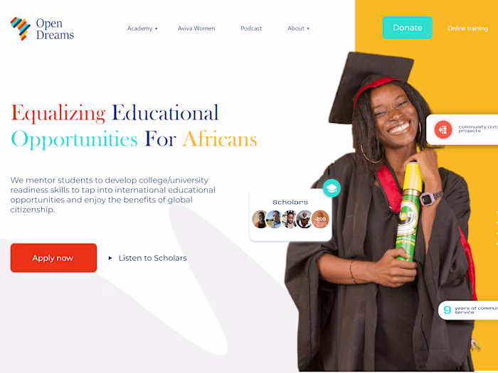 open-dreams.org home page re-design