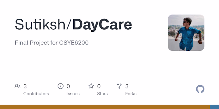 GitHub - Sutiksh/DayCare: Final Project for CSYE6200