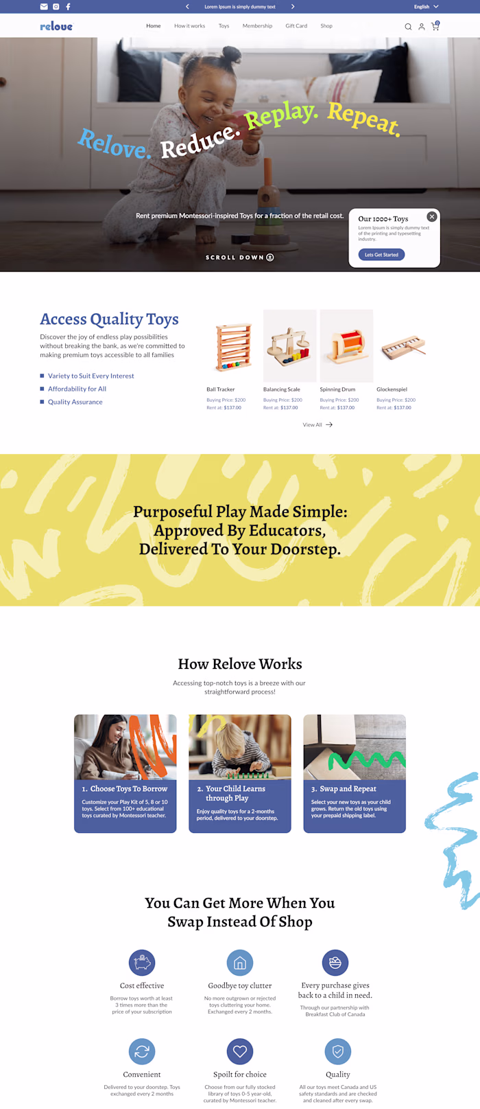 Relove - Kids Toys Website Redesign