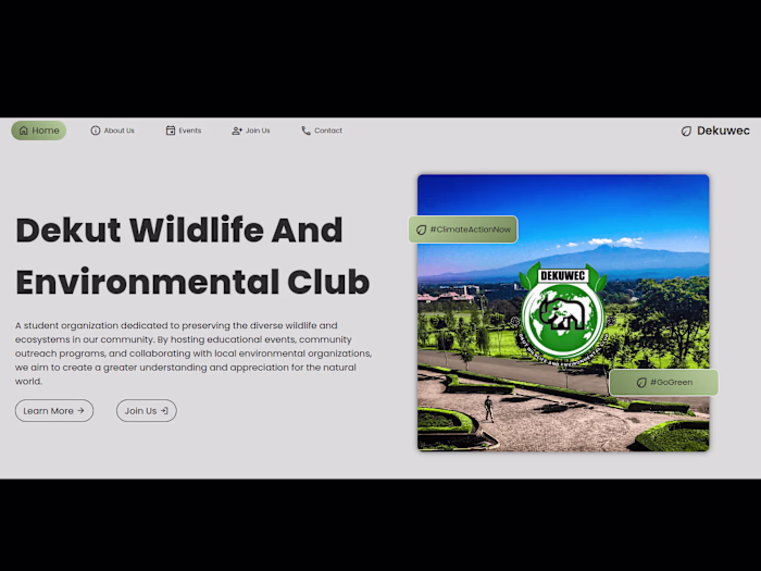 Frontend Development for University Wildlife Club