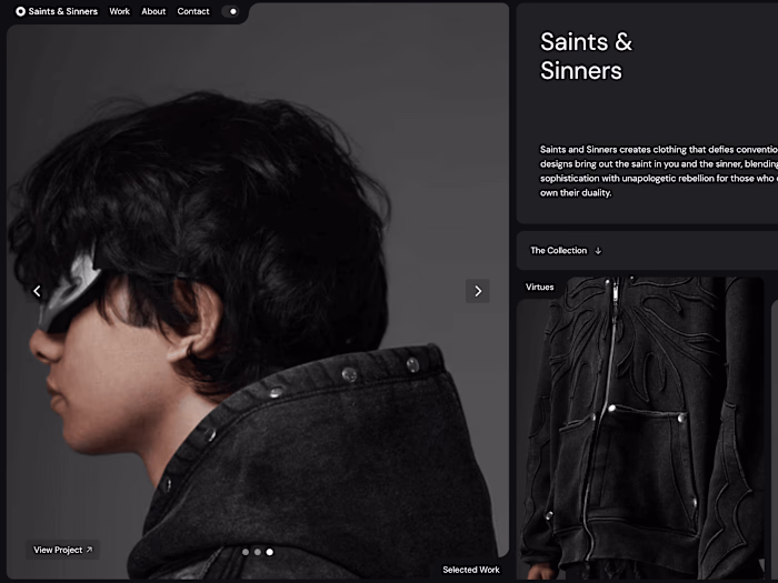 Multi-page framer website for Saints and Sinners 
