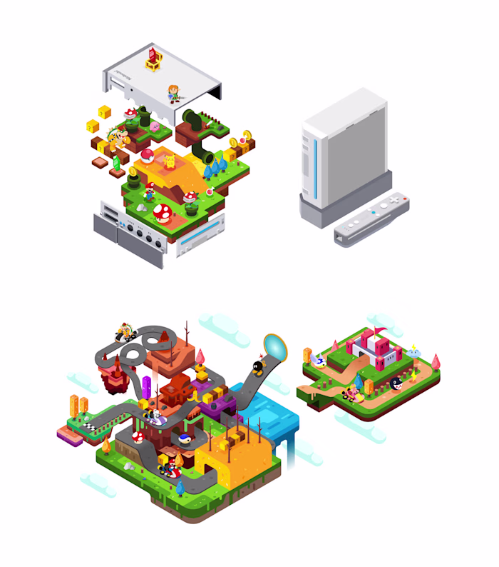 Super Mario Bros Isometric Illustration Tribute