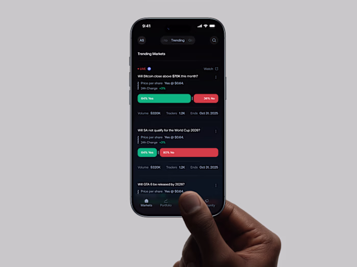 I wanted the transition from browsing markets to making a pr...