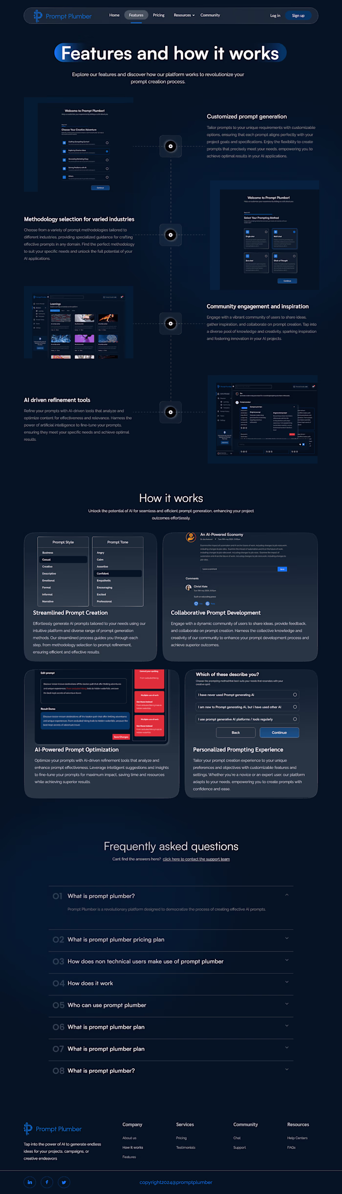 AI (SaaS) Product Landing, Pricing and Features page 