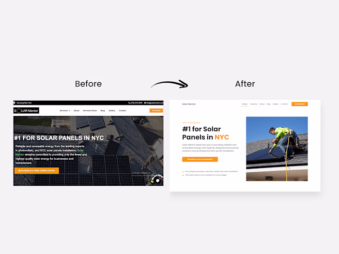 Hero Redesign for Solar Mentor